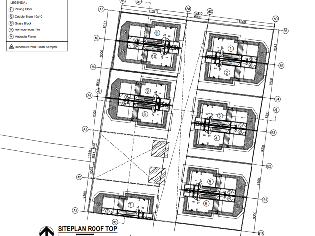 Architectural site plan drawing of the Maison Aela villa layout