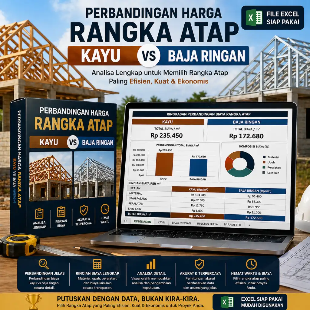 Perbandingan Harga Rangka Atap Kayu vs Baja Ringan