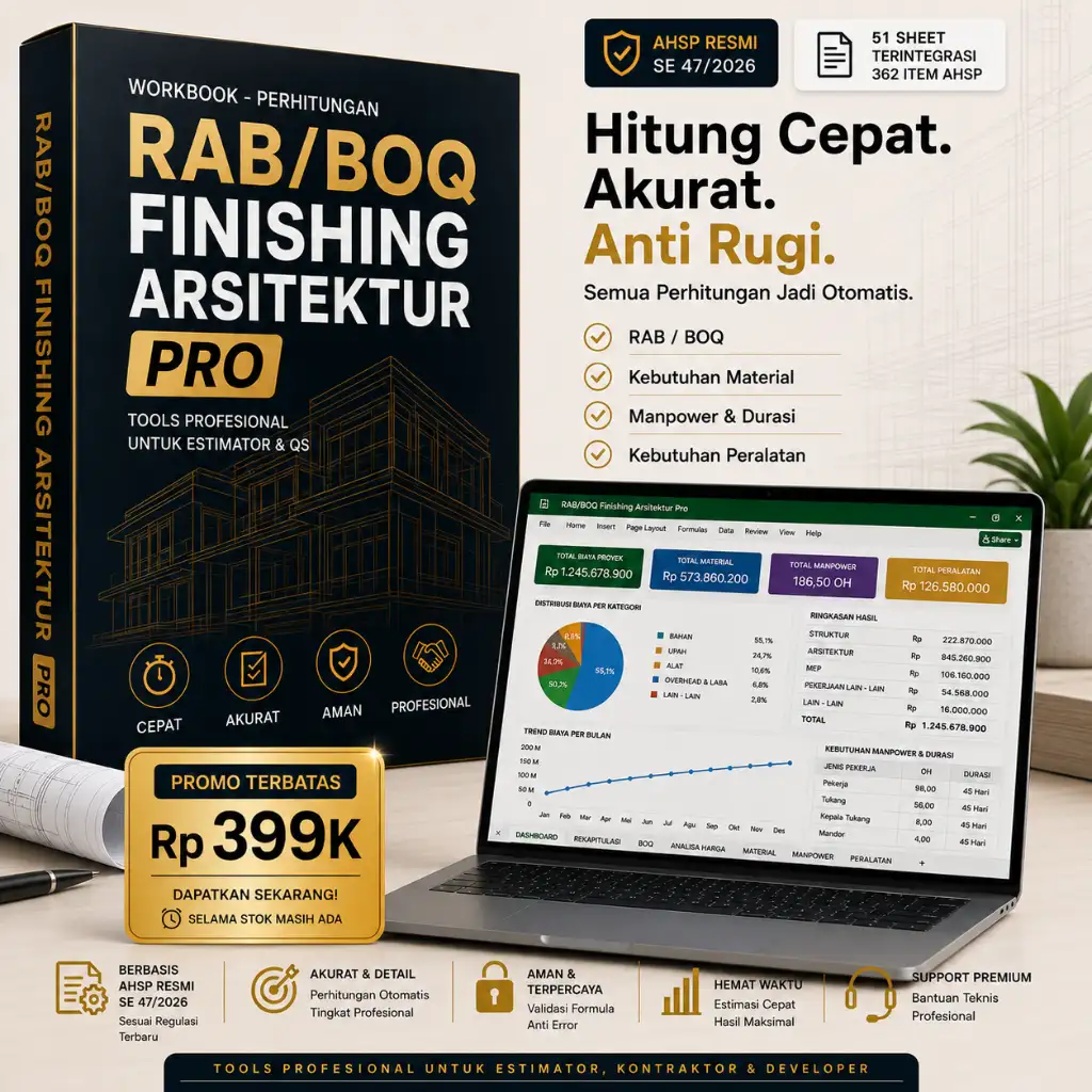 Workbook – Perhitungan RAB/BOQ Finishing Arsitektur Pro